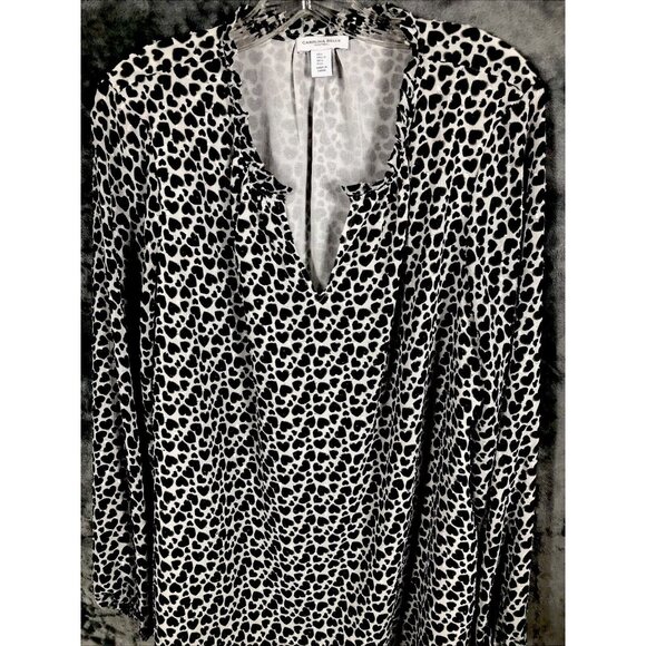Carolina Belle Montreal Blouse Women’s Large Top Black And White Lined Shirt - Picture 2 of 14